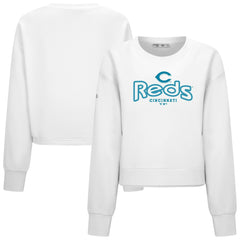 Cincinnati Reds Levelwear Women's Judd Cornerstone Cropped Sweatshirt - White - MLB Discount