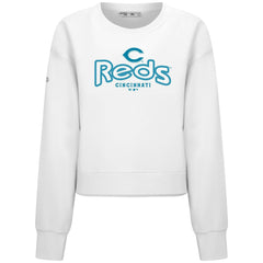 Cincinnati Reds Levelwear Women's Judd Cornerstone Cropped Sweatshirt - White - MLB Discount