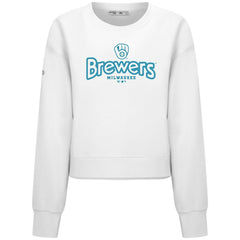 Milwaukee Brewers Levelwear Women's Judd Cornerstone Cropped Sweatshirt - White - MLB on Sale