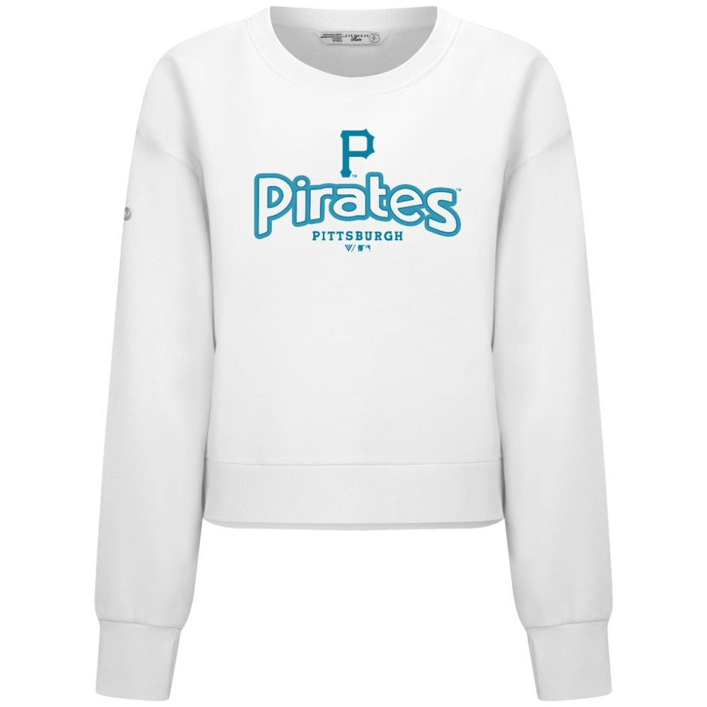 Pittsburgh Pirates Levelwear Women's Judd Cornerstone Cropped Sweatshirt - White - MLB Lifestyle