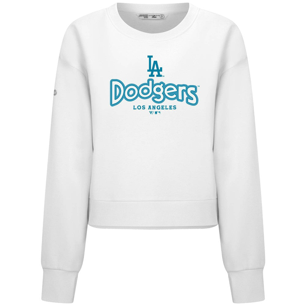 Los Angeles Dodgers Levelwear Women's Judd Cornerstone Cropped Sweatshirt - White - MLB Sale