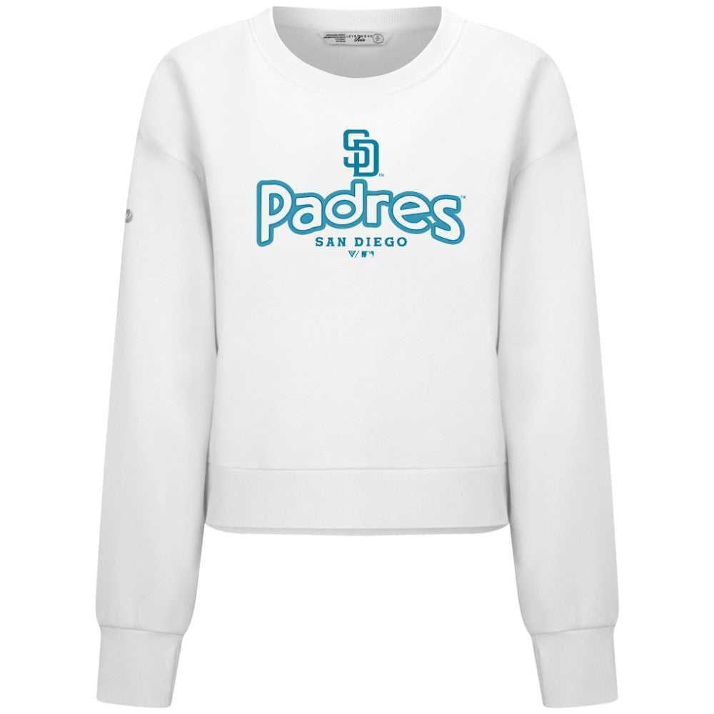 San Diego Padres Levelwear Women's Judd Cornerstone Cropped Sweatshirt - White - MLB Sale