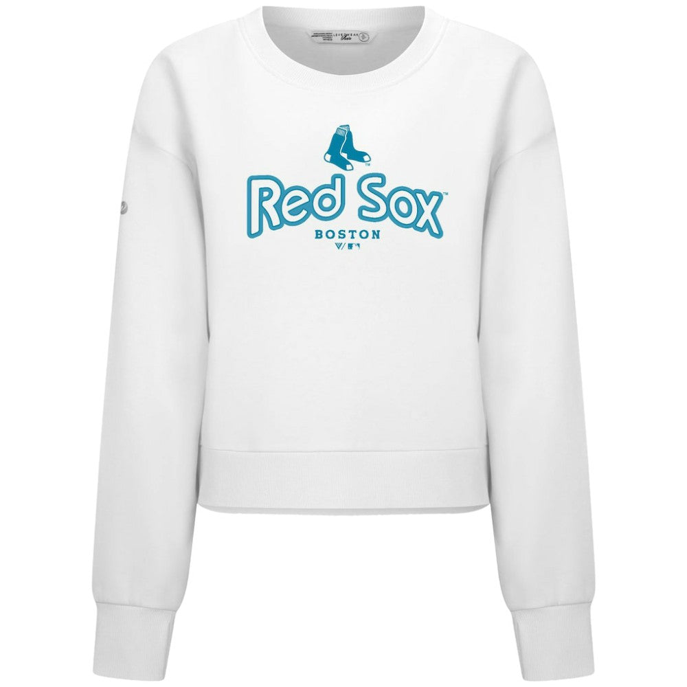 Boston Red Sox Levelwear Women's Judd Cornerstone Cropped Sweatshirt - White - MLB on Sale