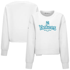 New York Yankees Levelwear Women's Judd Cornerstone Cropped Sweatshirt - White - MLB Lifestyle