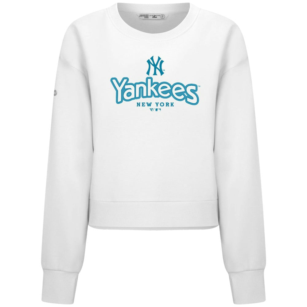 New York Yankees Levelwear Women's Judd Cornerstone Cropped Sweatshirt - White - MLB Lifestyle