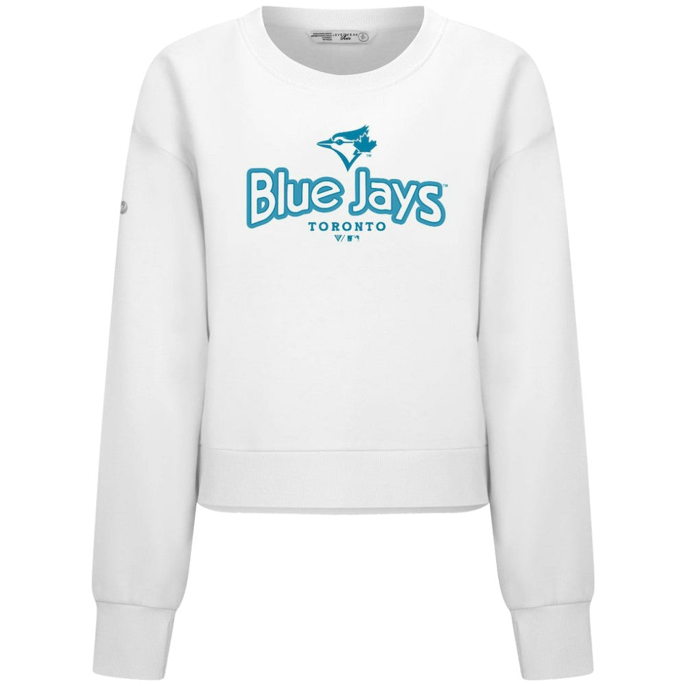Toronto Blue Jays Levelwear Women's Judd Cornerstone Cropped Sweatshirt - White - MLB Online