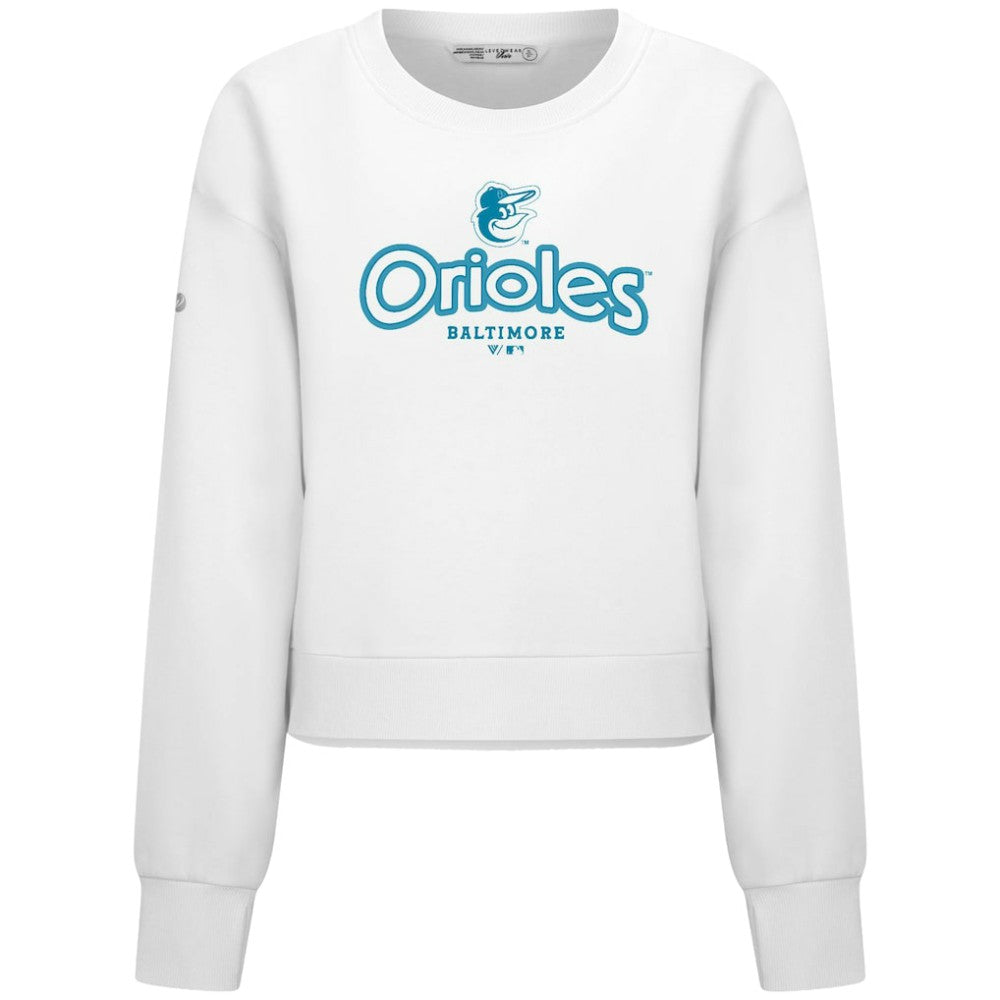 Baltimore Orioles Levelwear Women's Judd Cornerstone Cropped Sweatshirt - White - MLB Sale