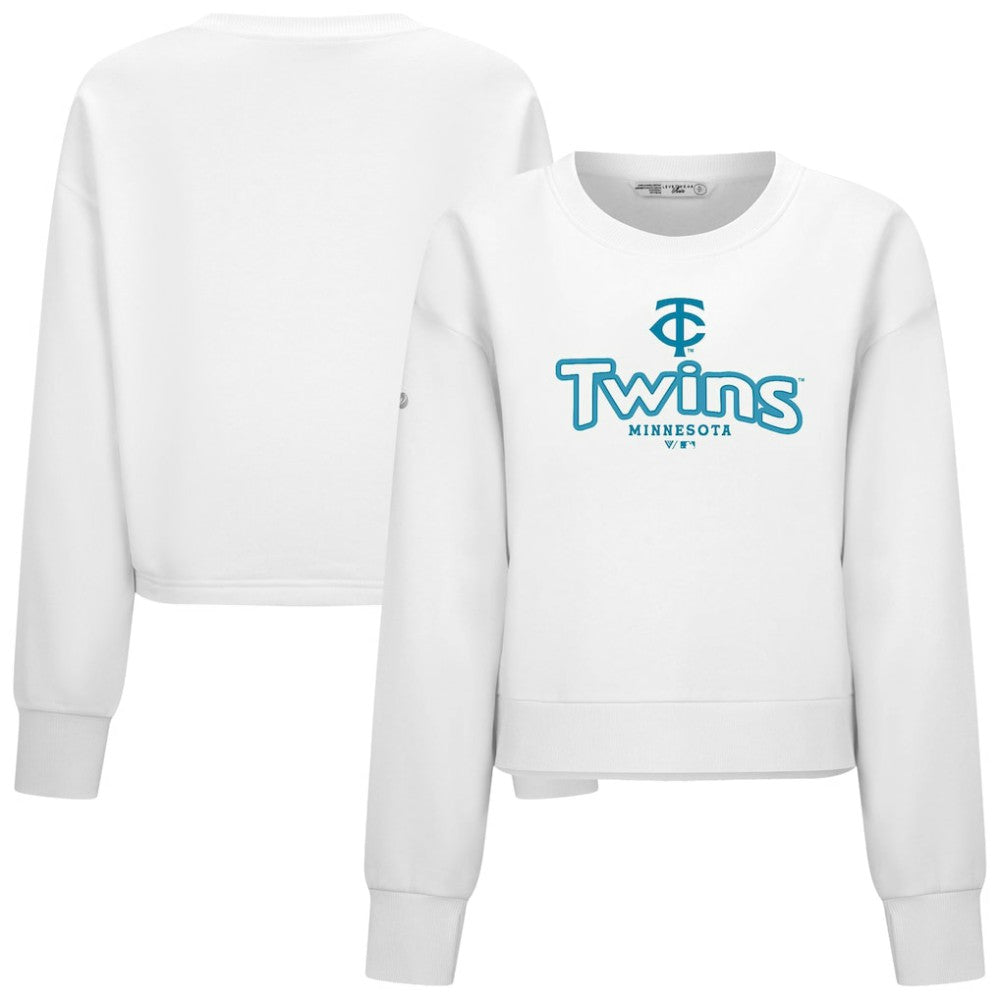 Minnesota Twins Levelwear Women's Judd Cornerstone Cropped Sweatshirt - White - MLB on Sale