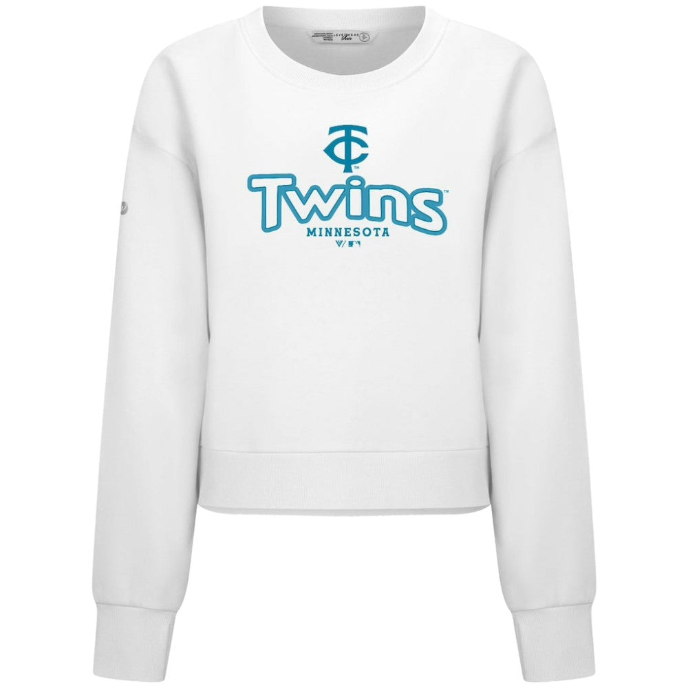Minnesota Twins Levelwear Women's Judd Cornerstone Cropped Sweatshirt - White - MLB on Sale