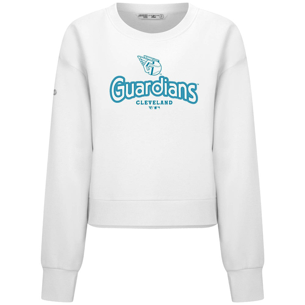 Cleveland Guardians Levelwear Women's Judd Cornerstone Cropped Sweatshirt - White - MLB Online