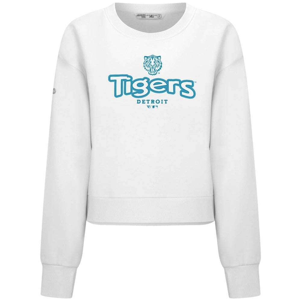 Detroit Tigers Levelwear Women's Judd Cornerstone Cropped Sweatshirt - White - MLB Online