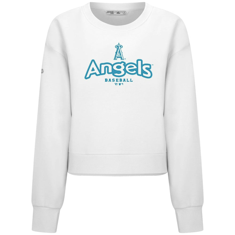 Los Angeles Angels Levelwear Women's Judd Cornerstone Cropped Sweatshirt - White - MLB Sale