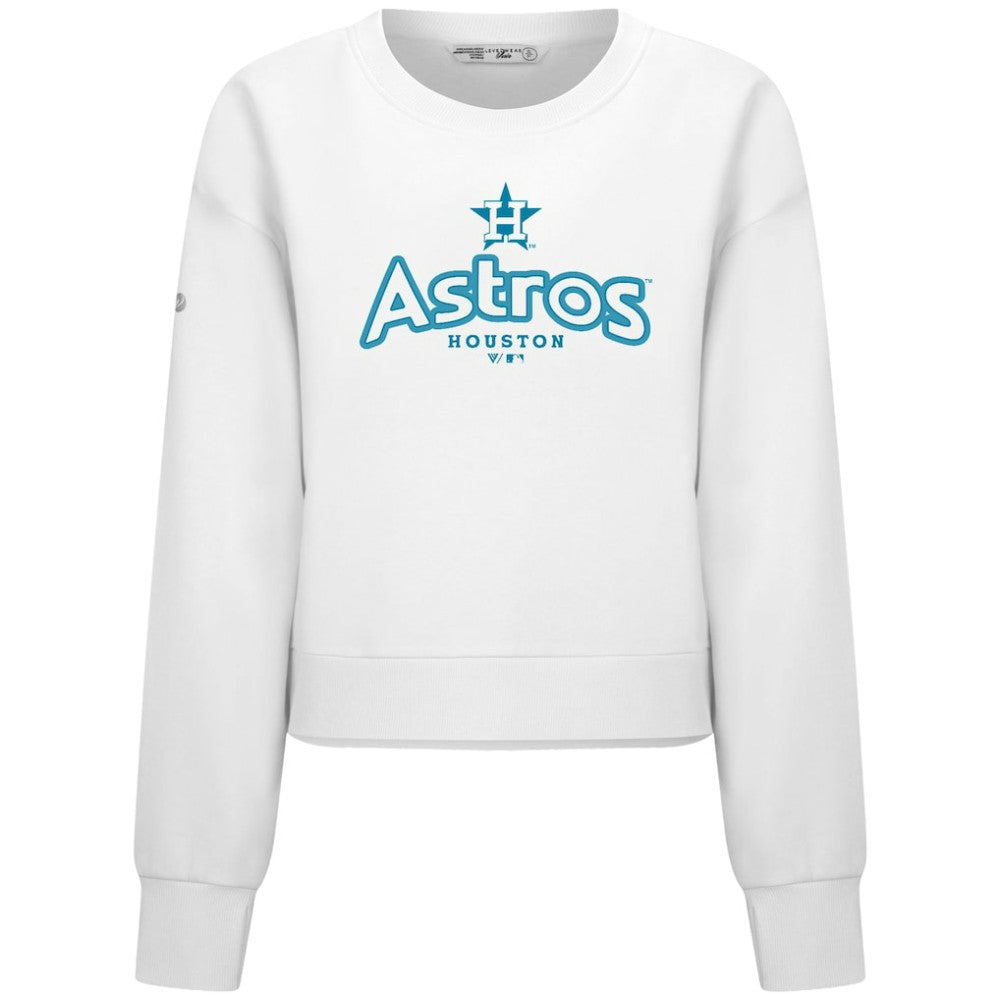 Houston Astros Levelwear Women's Judd Cornerstone Cropped Sweatshirt - White - MLB Discount