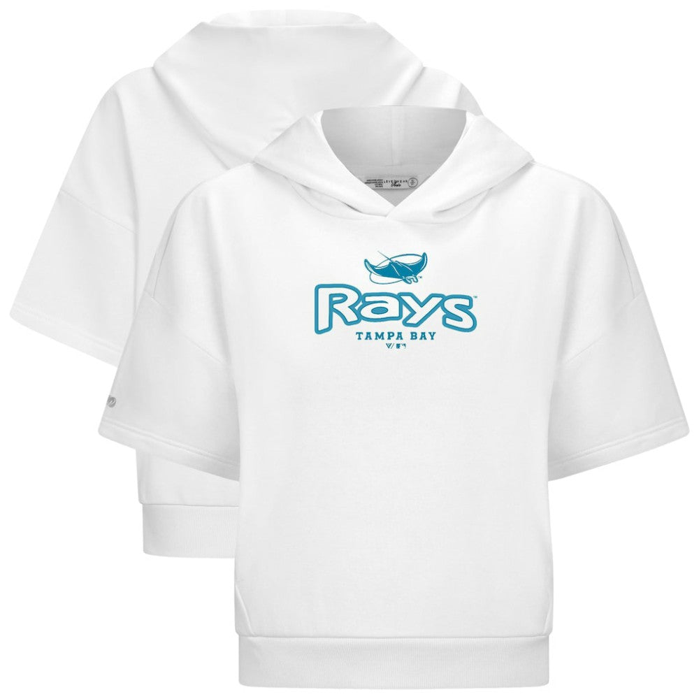 Tampa Bay Rays Levelwear Women's Amber Short Sleeve Cornerstone Hoodie - White - MLB Discount