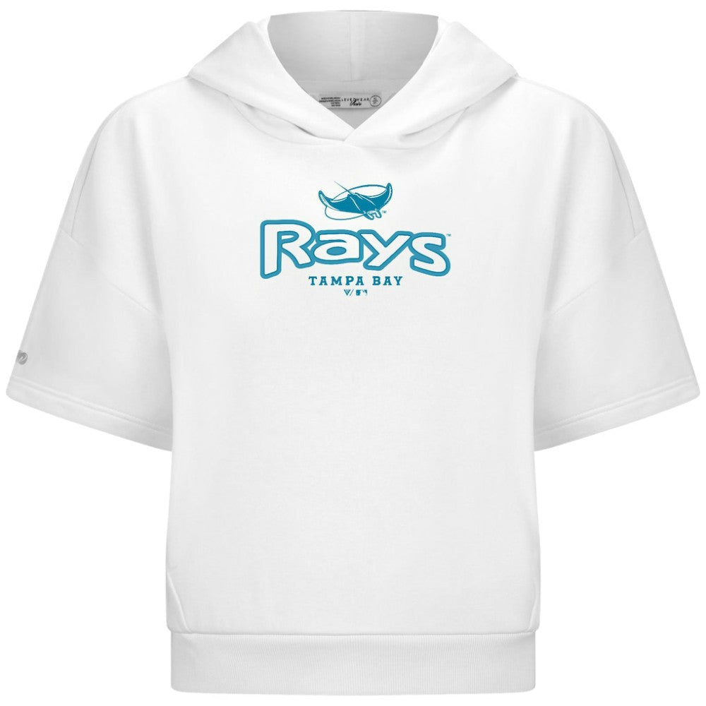 Tampa Bay Rays Levelwear Women's Amber Short Sleeve Cornerstone Hoodie - White - MLB Discount