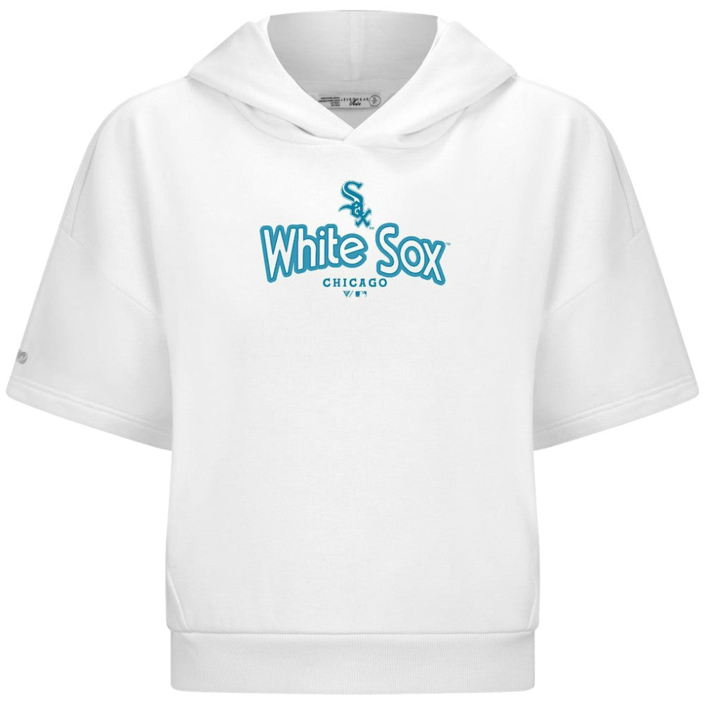 Chicago White Sox Levelwear Women's Amber Short Sleeve Cornerstone Hoodie - White - MLB Online