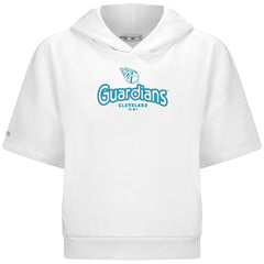 Cleveland Guardians Levelwear Women's Amber Short Sleeve Cornerstone Hoodie - White - MLB on Sale