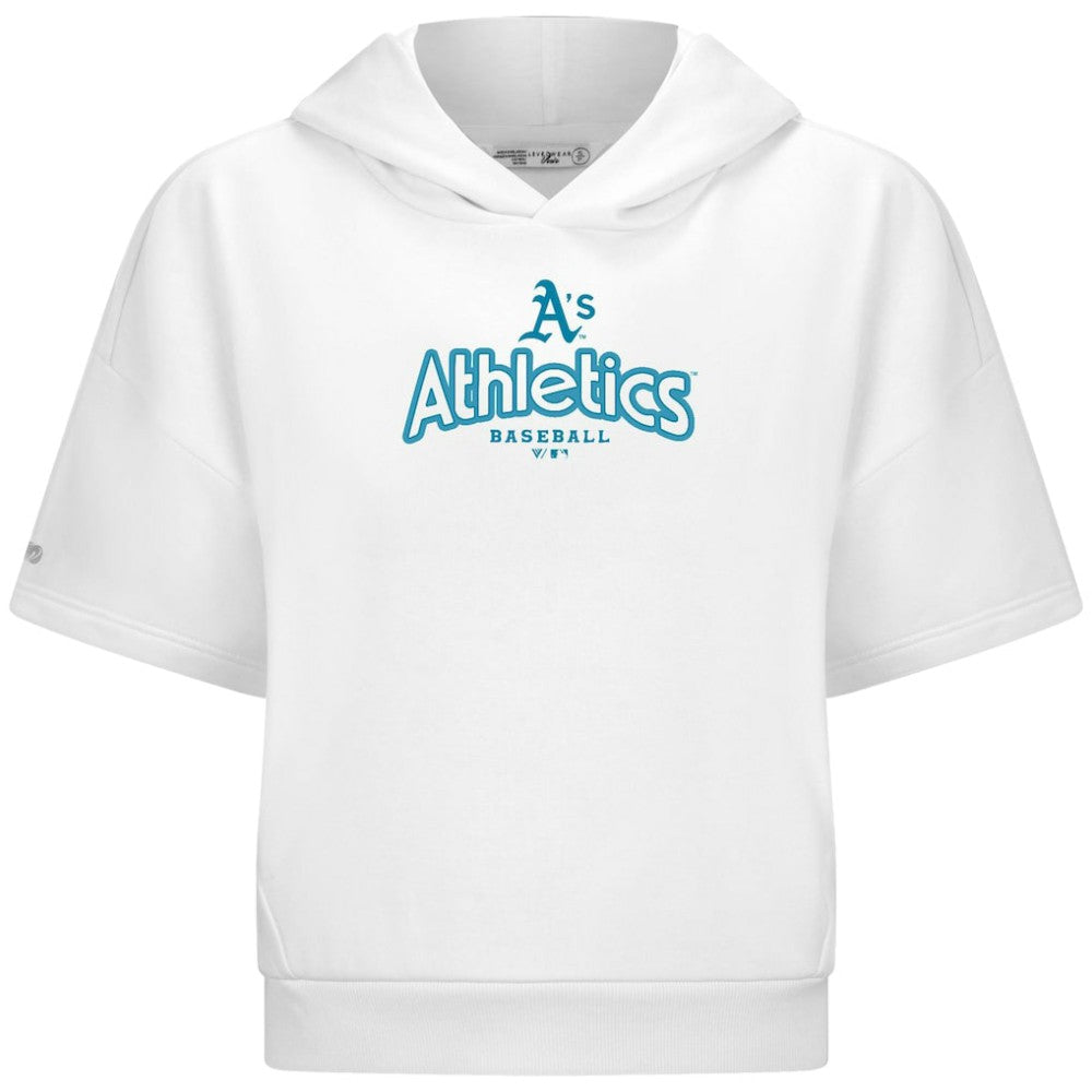 Athletics Levelwear Women's Amber Short Sleeve Cornerstone Hoodie - White - MLB Online