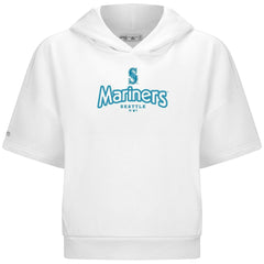 Seattle Mariners Levelwear Women's Amber Short Sleeve Cornerstone Hoodie - White - MLB on Sale