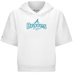 Atlanta Braves Levelwear Women's Amber Short Sleeve Cornerstone Hoodie - White - MLB Sale