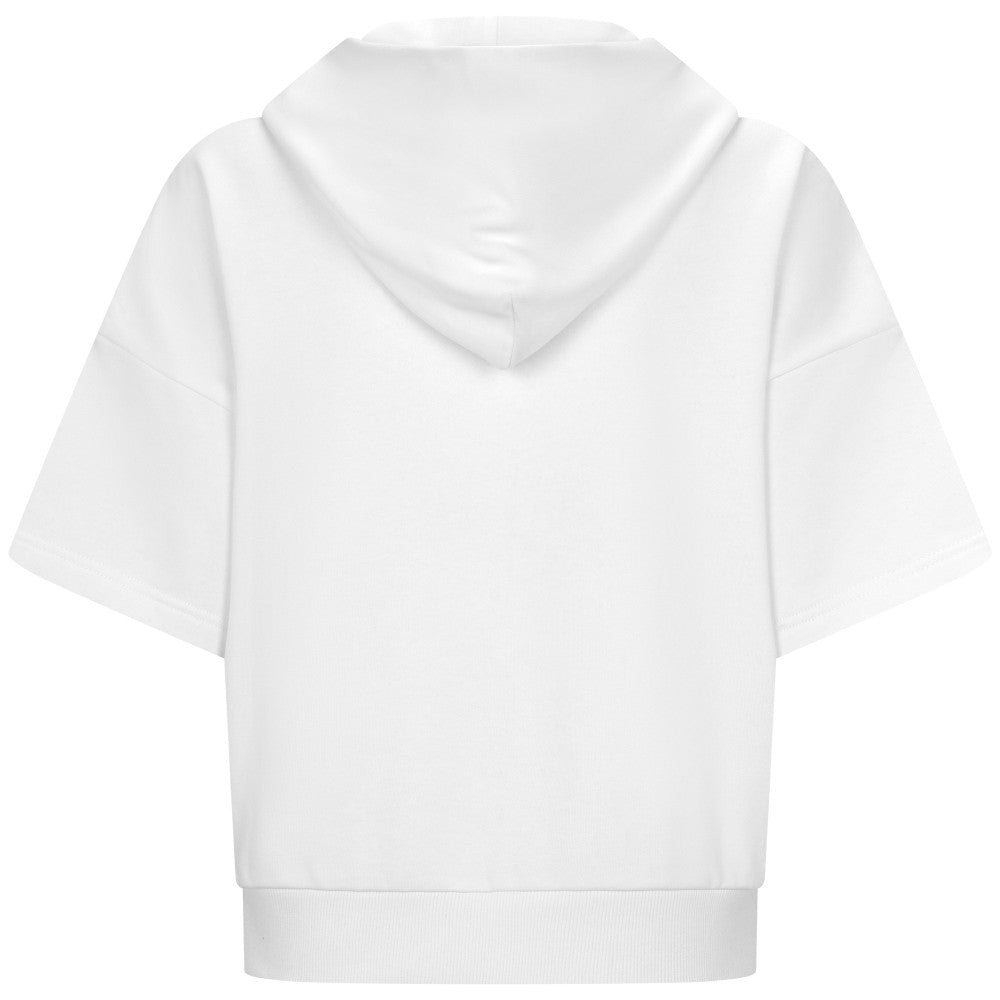 Miami Marlins Levelwear Women's Amber Short Sleeve Cornerstone Hoodie - White - MLB Lifestyle