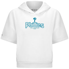 Philadelphia Phillies Levelwear Women's Amber Short Sleeve Cornerstone Hoodie - White - MLB Discount