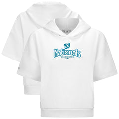 Washington Nationals Levelwear Women's Amber Short Sleeve Cornerstone Hoodie - White - MLB Lifestyle