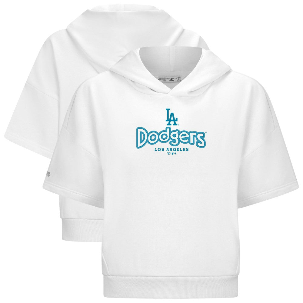 Los Angeles Dodgers Levelwear Women's Amber Short Sleeve Cornerstone Hoodie - White - MLB on Sale