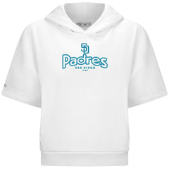San Diego Padres Levelwear Women's Amber Short Sleeve Cornerstone Hoodie - White - MLB on Sale