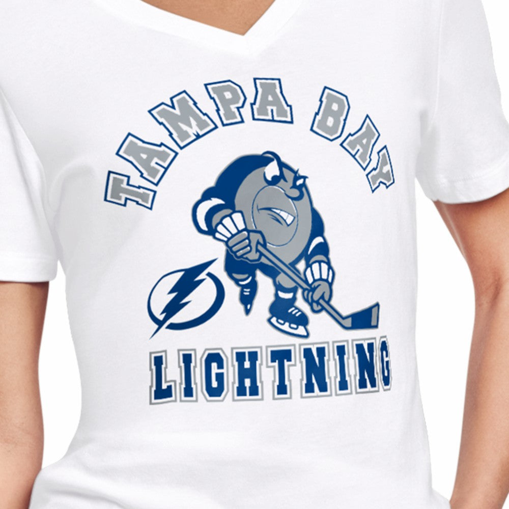 Tampa Bay Lightning Starter Women's Tough Puck T-Shirt - White - NHL 203995153