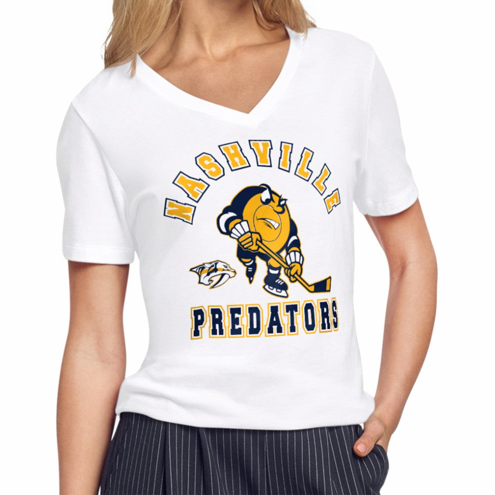 Nashville Predators Starter Women's Tough Puck T-Shirt - White - NHL 203995159