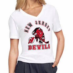 New Jersey Devils Starter Women's Tough Puck T-Shirt - White - NHL 203995160