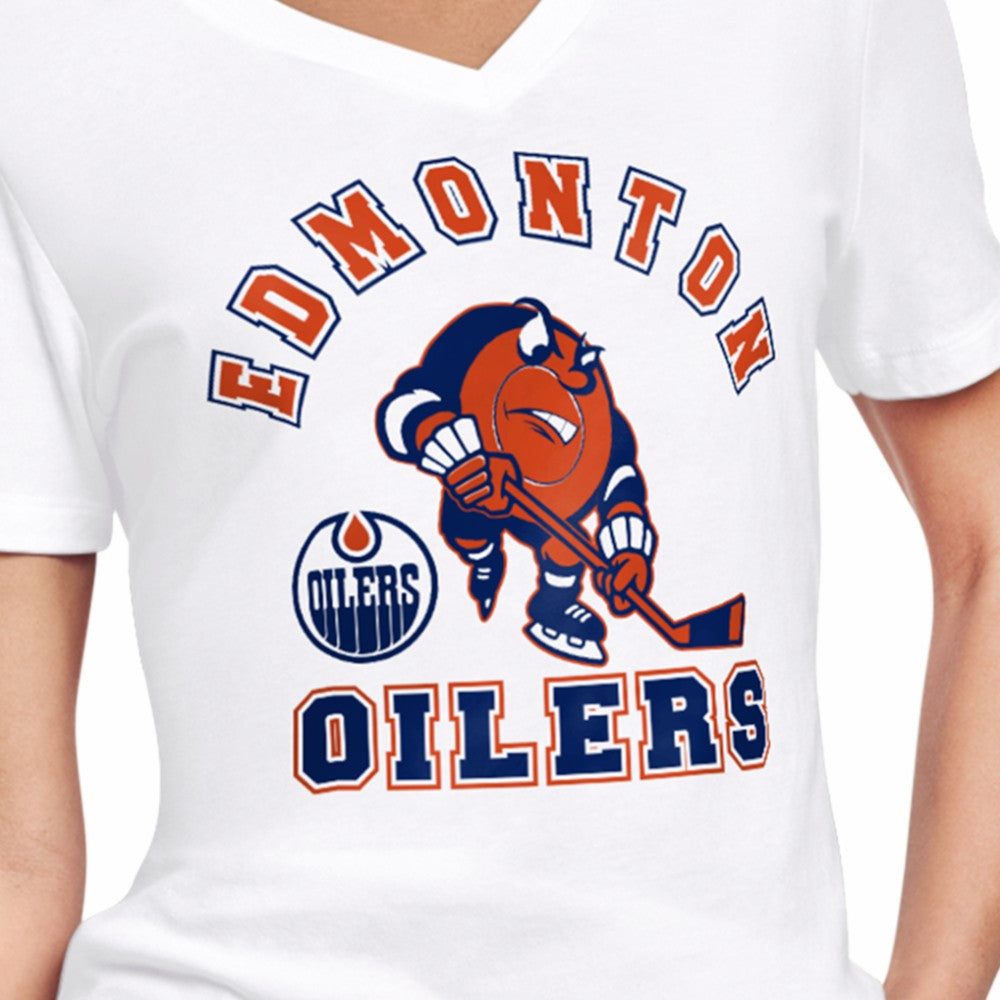Edmonton Oilers Starter Women's Tough Puck T-Shirt - White - NHL 203995169
