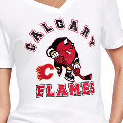 Calgary Flames Starter Women's Tough Puck T-Shirt - White - NHL 203995176