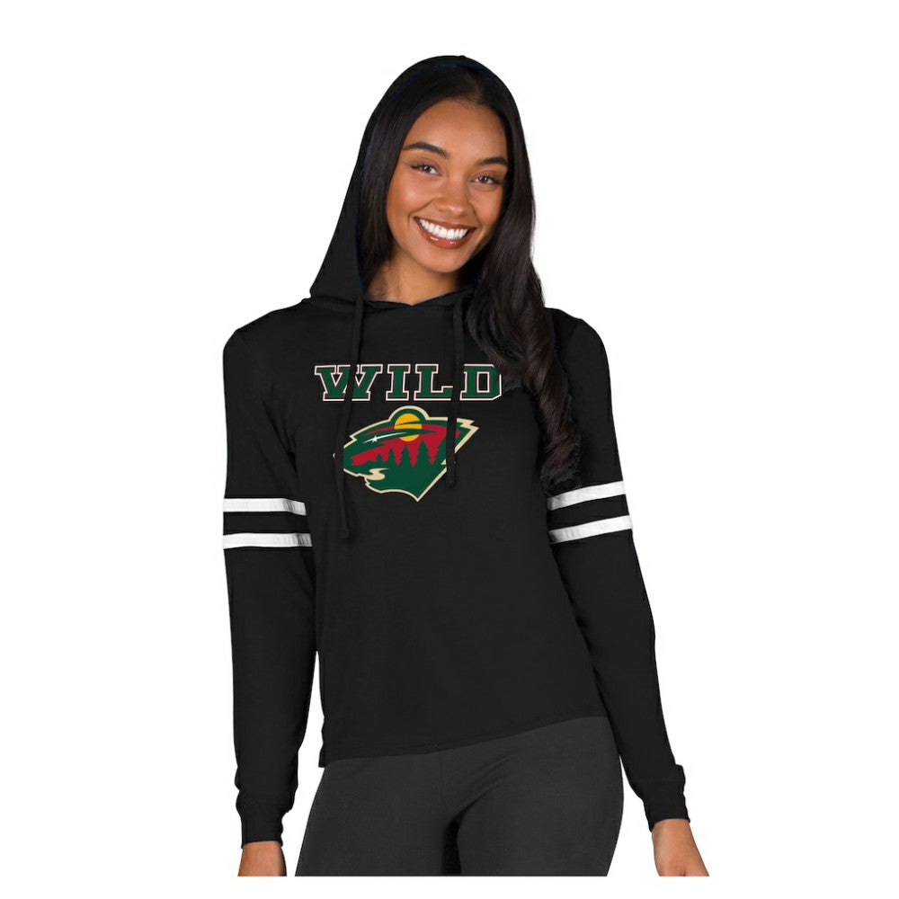 Minnesota Wild Concepts Sport Women's Marathon Long-Sleeve Hooded T-Shirt - Black - NHL 203995275