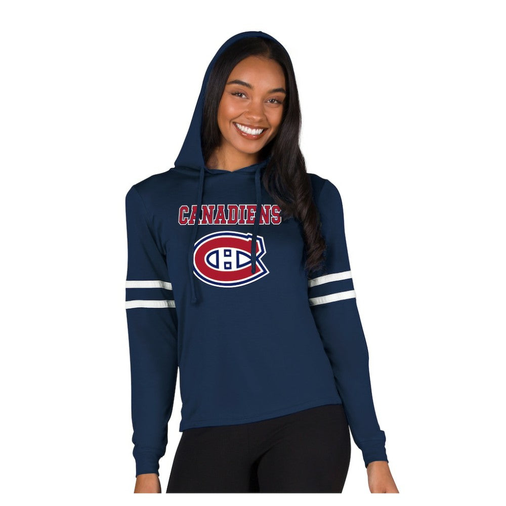 Montreal Canadiens Concepts Sport Women's Marathon Long-Sleeve Hooded T-Shirt - Navy - NHL 203995276