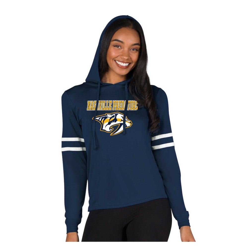 Nashville Predators Concepts Sport Women's Marathon Long-Sleeve Hooded T-Shirt - Navy - NHL 203995277