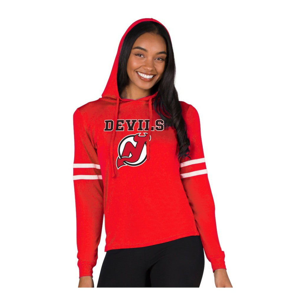 New Jersey Devils Concepts Sport Women's Marathon Long-Sleeve Hooded T-Shirt - Red - NHL 203995278