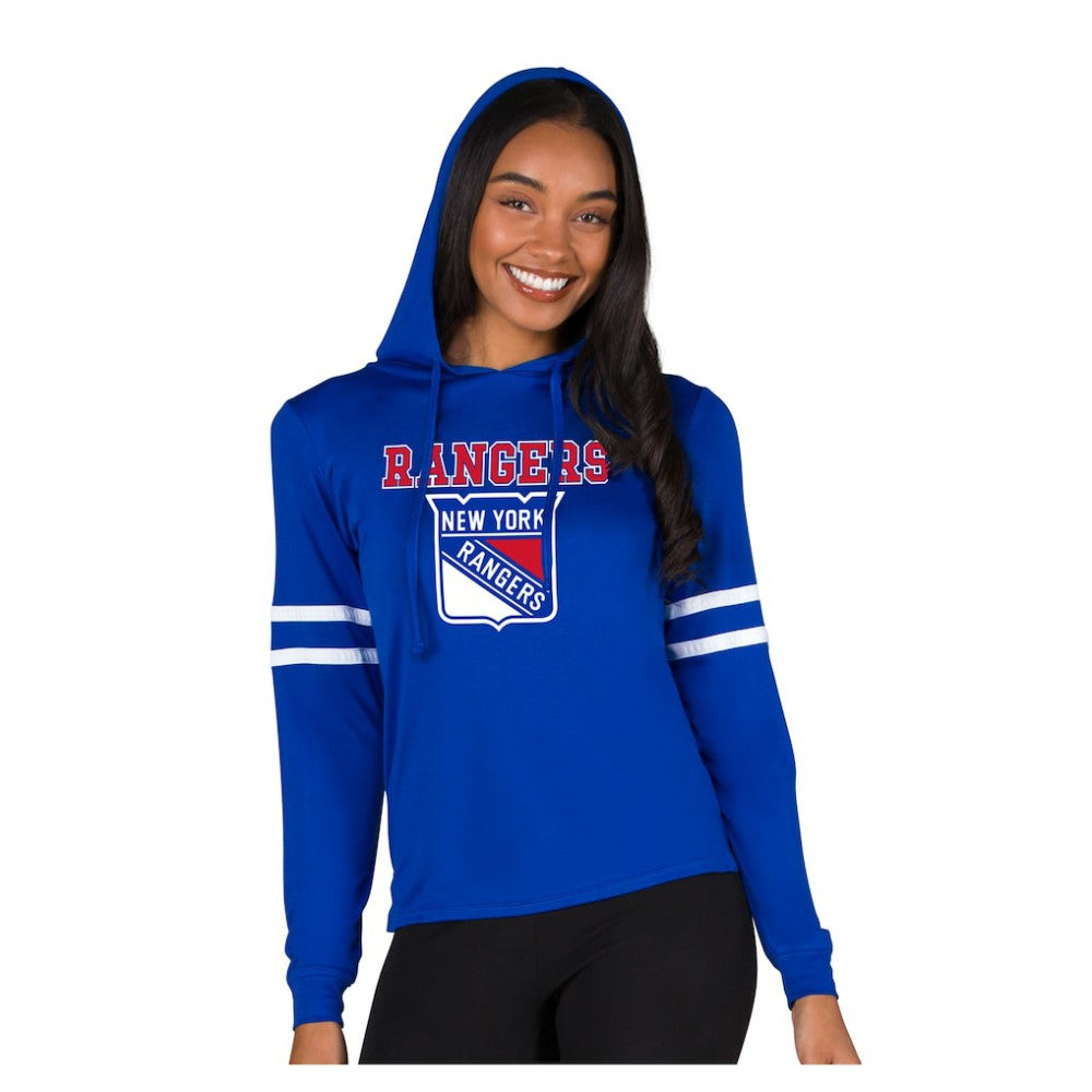 New York Rangers Concepts Sport Women's Marathon Long-Sleeve Hooded T-Shirt - Blue - NHL 203995280