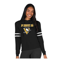 Pittsburgh Penguins Concepts Sport Women's Marathon Long-Sleeve Hooded T-Shirt - Black - NHL 203995283