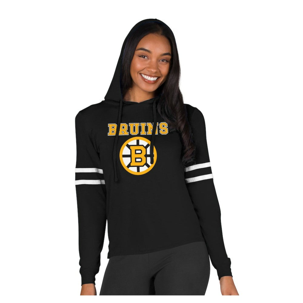 Boston Bruins Concepts Sport Women's Marathon Long-Sleeve Hooded T-Shirt - Black - NHL 203995295