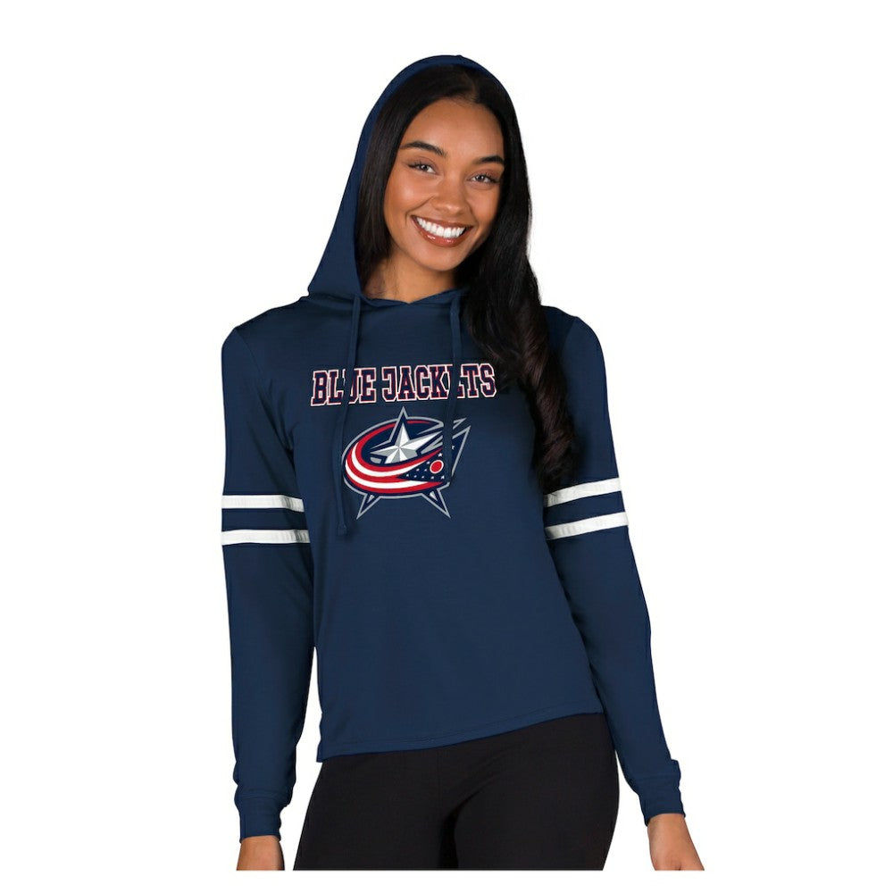 Columbus Blue Jackets Concepts Sport Women's Marathon Long-Sleeve Hooded T-Shirt - Navy - NHL 203995298