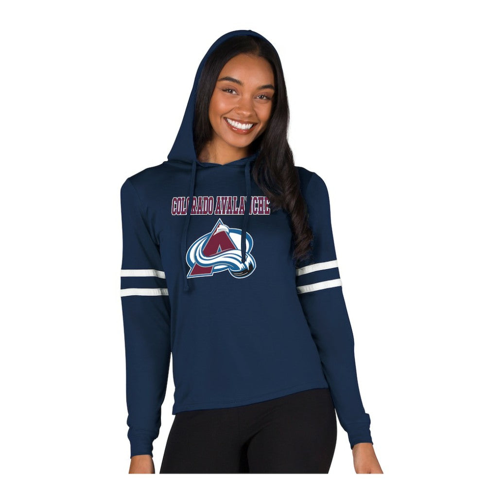 Colorado Avalanche Concepts Sport Women's Marathon Long-Sleeve Hooded T-Shirt - Navy - NHL 203995300