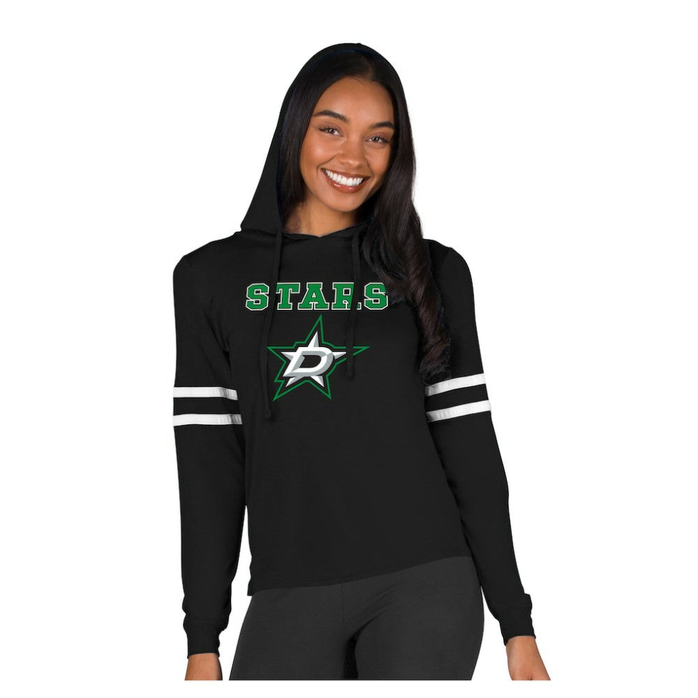 Dallas Stars Concepts Sport Women's Marathon Long-Sleeve Hooded T-Shirt - Black - NHL 203995302