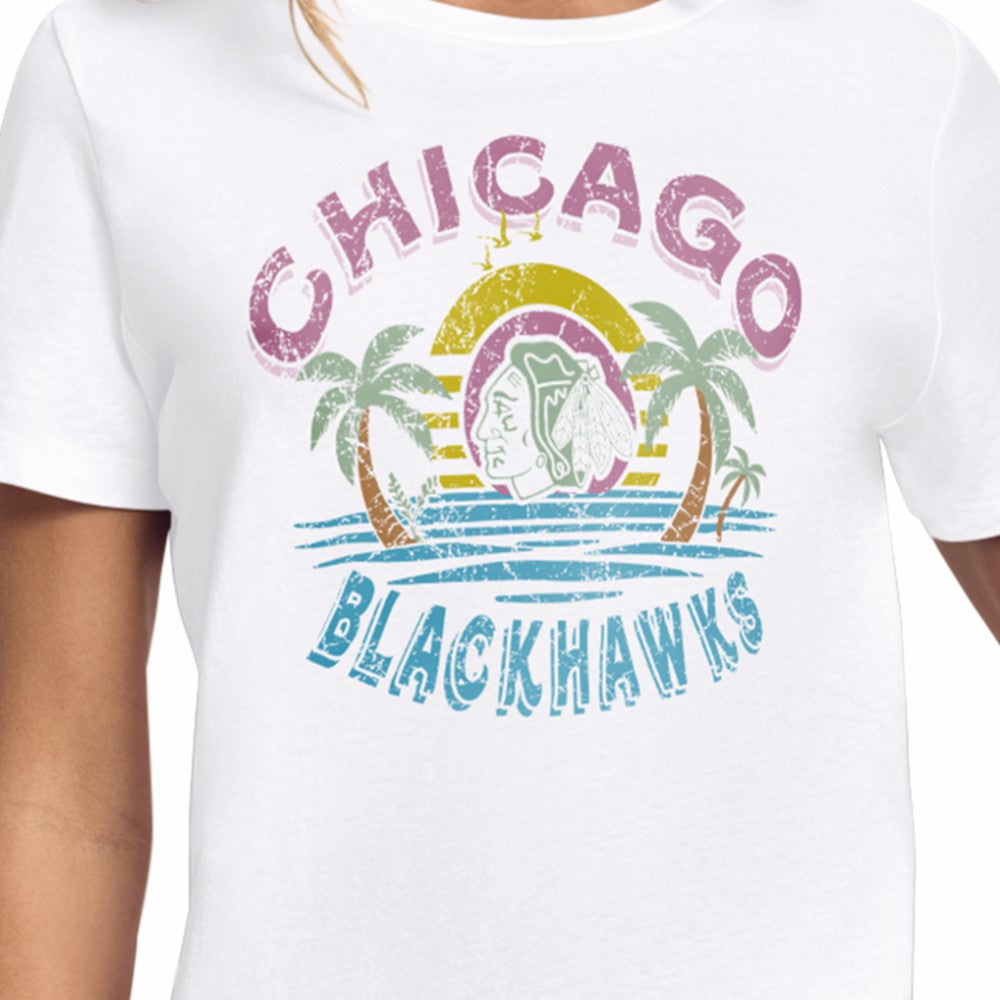 Chicago Blackhawks Starter Women's Tonal Beach T-Shirt - White - NHL 204013625