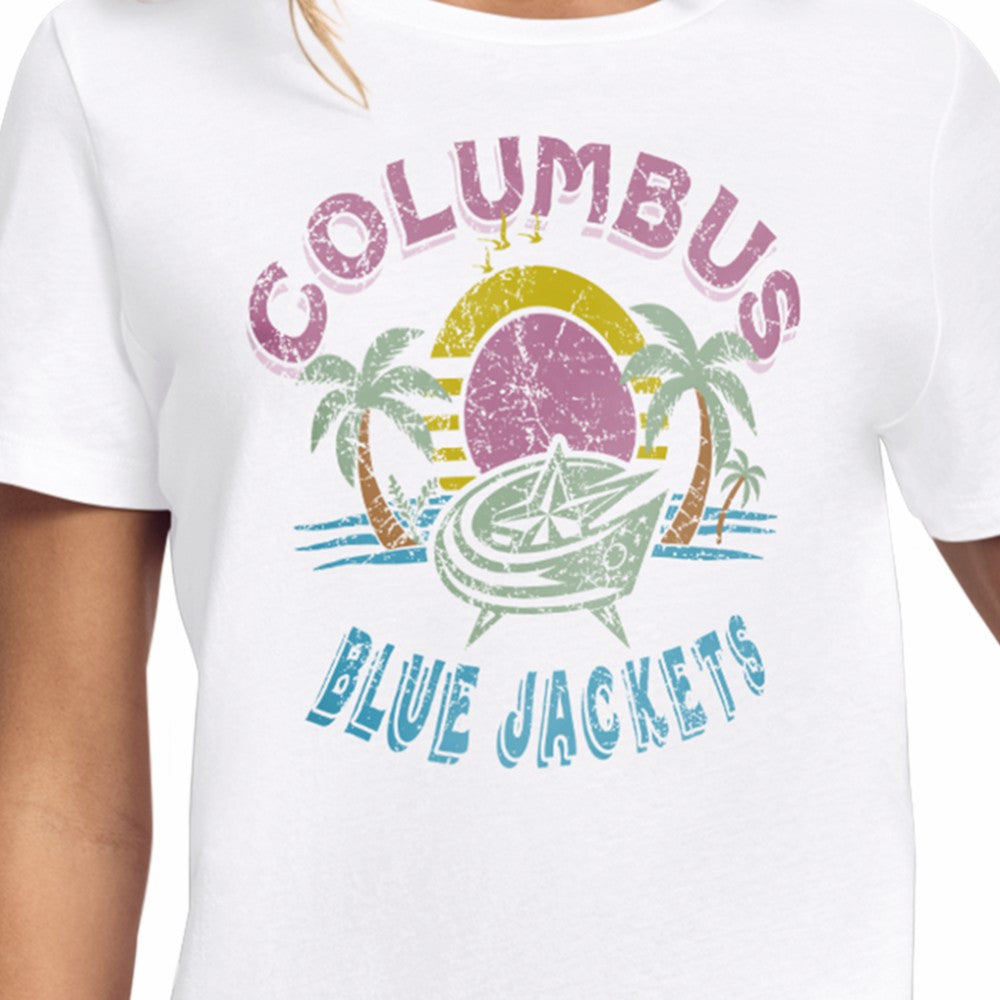 Columbus Blue Jackets Starter Women's Tonal Beach T-Shirt - White - NHL 204013628