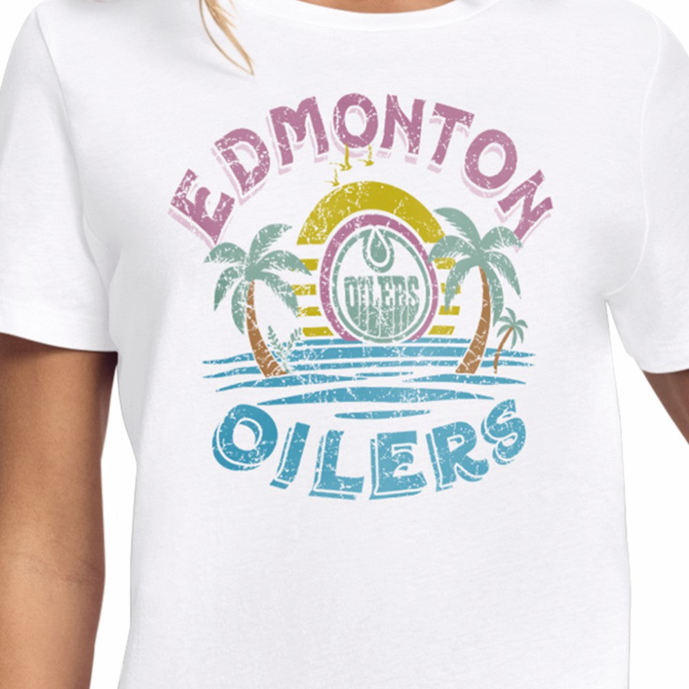 Edmonton Oilers Starter Women's Tonal Beach T-Shirt - White - NHL 204013631