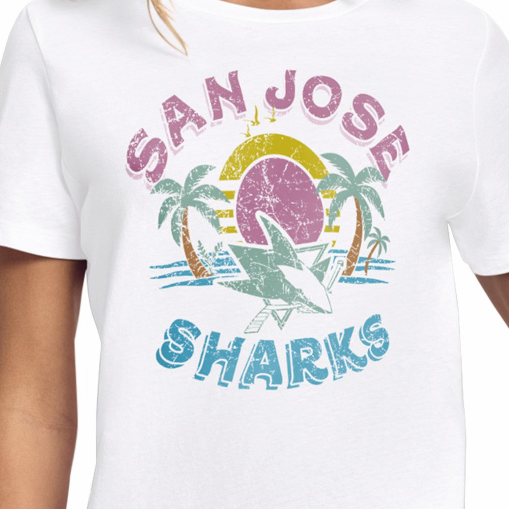 San Jose Sharks Starter Women's Tonal Beach T-Shirt - White - NHL 204013641