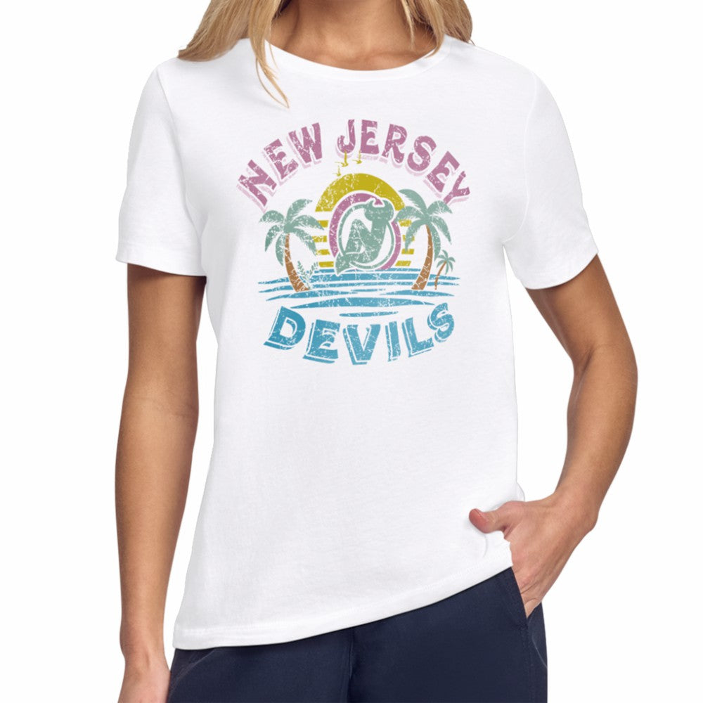 New Jersey Devils Starter Women's Tonal Beach T-Shirt - White - NHL 204013652