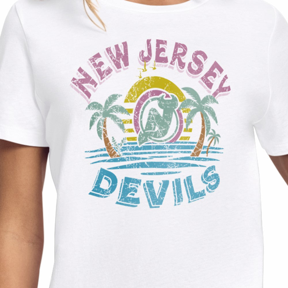 New Jersey Devils Starter Women's Tonal Beach T-Shirt - White - NHL 204013652